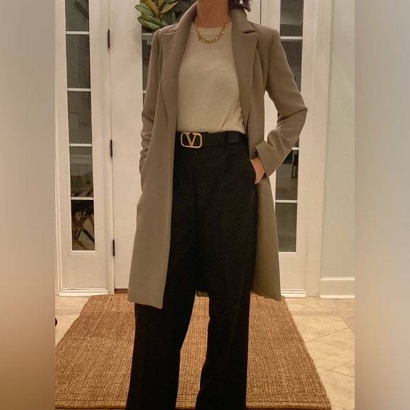 Zara Jackets & Blazers - ZARA Belted Khaki Long Sleeve Coat NWT